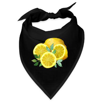Zitronen, Gelb, Zitronenschnitten - Bandana - Schwarz - Vorne