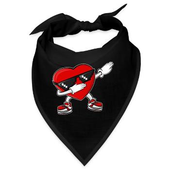 Dabbing Herz Valentinstag - Bandana - Schwarz - Vorne