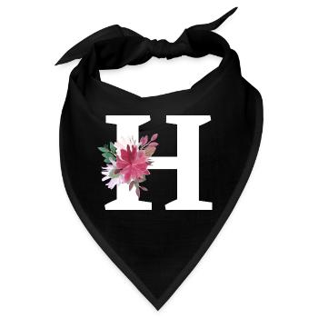 Buchstabe h blumig - Bandana - Schwarz - Vorne