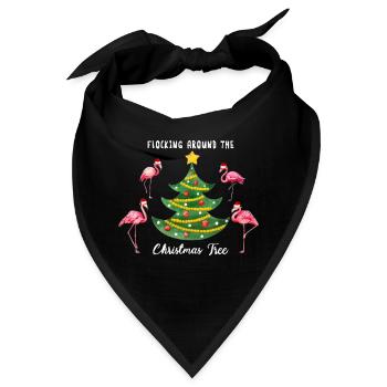 Flamingos schwärmen um den Weihnachtsbaum - Bandana - Schwarz - Vorne