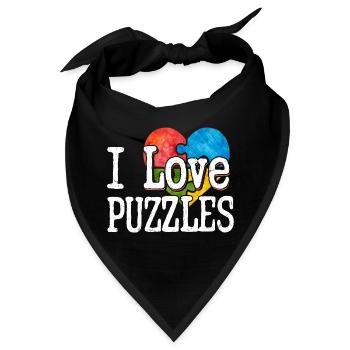 I Love Puzzles Piece Jigsaw Puzzle - Bandana - Schwarz - Vorne