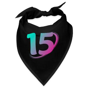 Nummer 15 mehrfarbig - Bandana - Schwarz - Vorne