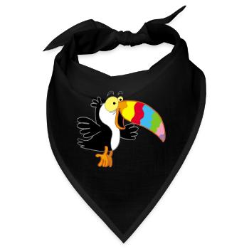 Vogel und mehrfarbiger Schnabel - Bandana - Schwarz - Vorne