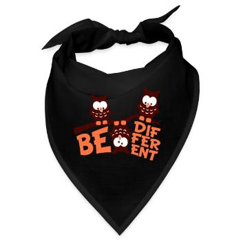 3 Eulen Be Different Spruch verrückt komisch Ast - Bandana - Schwarz - Vorne