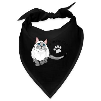 Neugierige Siamkatze - Bandana - Schwarz - Vorne