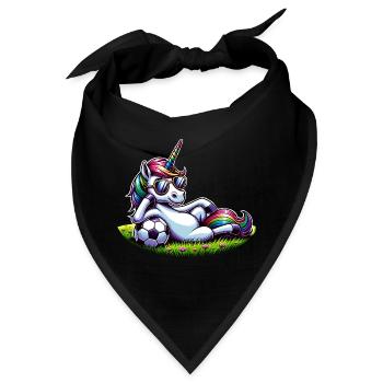 Einhorn Fußball Regenbogen Lässig Sonnenbrille - Bandana - Schwarz - Vorne