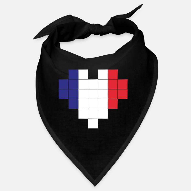 Pixel Herz Frankreich Flagge Bandana