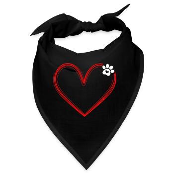 Hundepfote mit Herz - Bandana - Schwarz - Vorne
