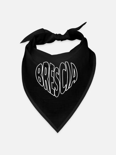 Brescia Lombardei, Typografie Herz - Bandana - Schwarz - Vorne