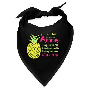 Ananas Krone Spruch - Bandana - Schwarz - Vorne