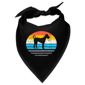 Irish Terrier Hund Retro Style Kreis - Bandana - Schwarz - Vorne