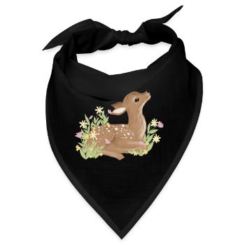 Rehkitz im Frühling - Bandana - Schwarz - Vorne