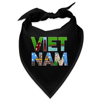 Vietnam Geschichte Brücke Berg Hochhaus I Geschenk - Bandana - Schwarz - Vorne