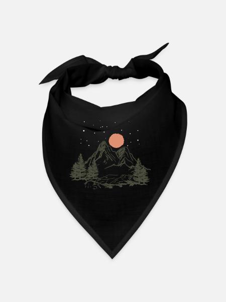 Mountain Nature Tents Camping stars forest gift - Bandana - black - Front