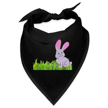 Kaninchen auf Gras - Bandana - Schwarz - Vorne