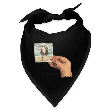 Hand mit Foto einer Möwe - Bandana - Schwarz - Vorne