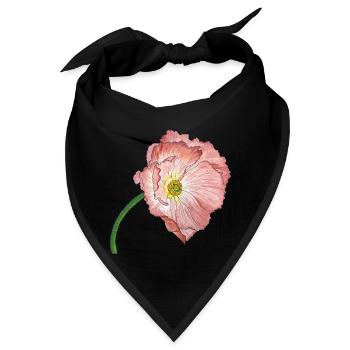 rosa Mohn Blume - Bandana - Schwarz - Vorne