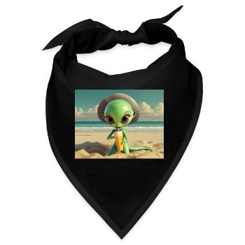 niedliche kleine grüne retro vintage alien sonnenbaden - Bandana - Schwarz - Vorne