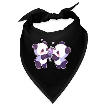 Valentinstag Pandas - Bandana - Schwarz - Vorne