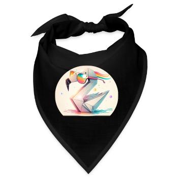 Flamingo-Origami - Bandana - Schwarz - Vorne