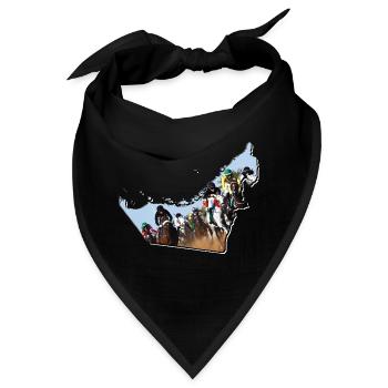 (VAE) Emirate Landkarte umrahmt Pferderennen - Bandana - Schwarz - Vorne