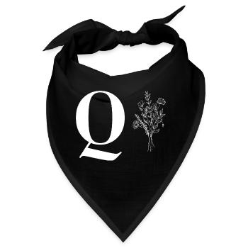 Minimalistisches Blumenmuster - Bandana - Schwarz - Vorne