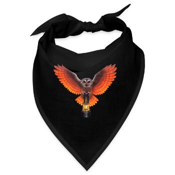 Glückauf Eule mit Grubenlampe - Bandana - Schwarz - Vorne