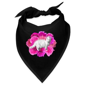 Rosa Blüten Katze Rosen punk Thrash over the top - Bandana - Schwarz - Vorne