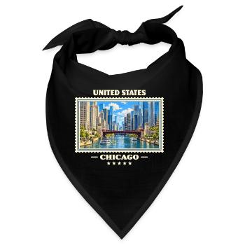 Vereinigte Staaten Chicago Vintage Reisemarke - Bandana - Schwarz - Vorne