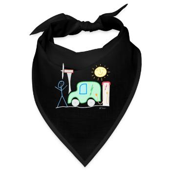 E-Auto Strichmännchen Sonne Ladesäule Spannung - Bandana - Schwarz - Vorne