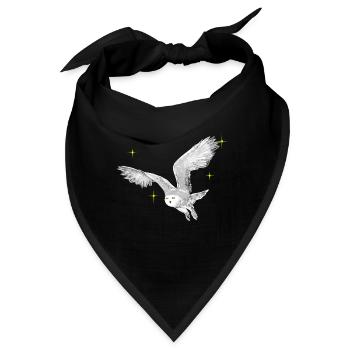 Hand gezeichnete Schneeeule mit Sternen - Bandana - Schwarz - Vorne