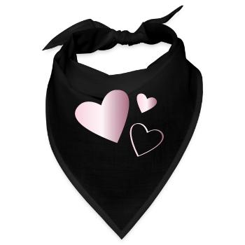 Zwei Herzen Turmalin rosa - Bandana - Schwarz - Vorne