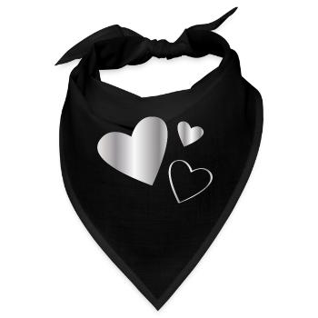Herzen silber - Bandana - Schwarz - Vorne