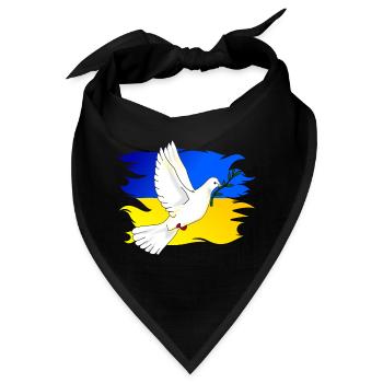 Ukraine Flagge in Landesfarben und Friedenstaube - Bandana - Schwarz - Vorne