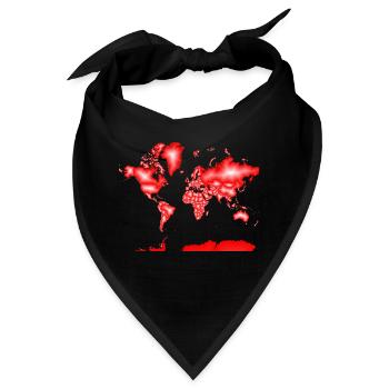 Rote Weltkarte mit weißem Zentrum - Bandana - Schwarz - Vorne