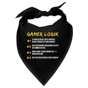 Gamer Logik Zocken Gaming Spruch Nerd Geek Daddeln - Bandana - Schwarz - Vorne