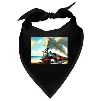 Dampflok am Strand - Bandana - Schwarz - Vorne