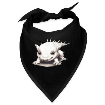 Tierkind Axolotl in der Farbe Weiß - Bandana - Schwarz - Vorne