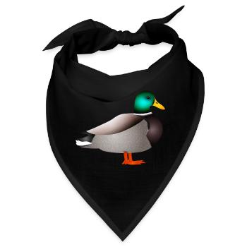 handgezeichnete männliche Ente Erpel oder Enterich - Bandana - Schwarz - Vorne