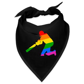 Cricket Spieler mit Regenbogen Geschenkidee - Bandana - Schwarz - Vorne