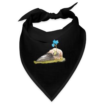 Goth Goblincore Vogel Schädel Aquarell Malerei - Bandana - Schwarz - Vorne