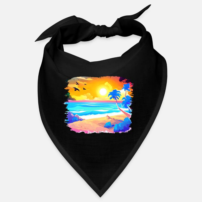 Aquarelle de plage de coucher de soleil d’été Bandana
