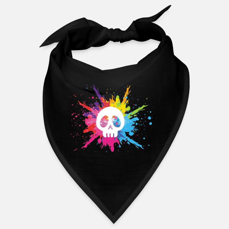 White skull and multicolored explosion Bandana
