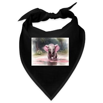 grauer Elefant mit rosa Ohren - Bandana - Schwarz - Vorne
