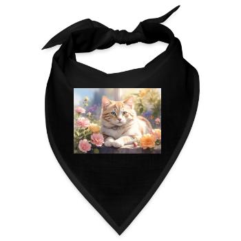 schöne weiße Katze - Bandana - Schwarz - Vorne