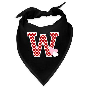 Buchstabe w Herz - Bandana - Schwarz - Vorne