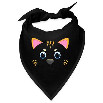 Süßes Katzengesicht Kawaii Kätzchenmiau Haustierliebhaber-Geschenk - Bandana - Schwarz - Vorne