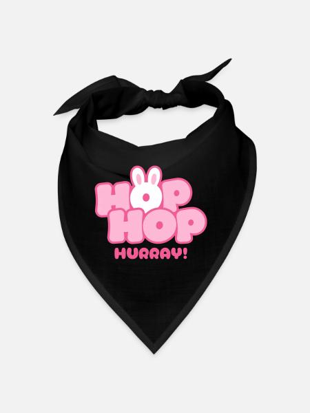 Hop Hop Hurray | Cute Bunny Saying Motif - Bandana - black