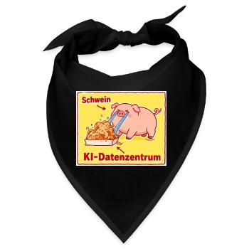 Schwein KI-Datenzentrum Cartoon - Bandana - Schwarz - Vorne