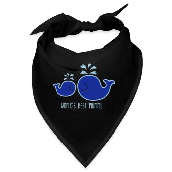 Wal - Mama - Kind - Fisch - worlds best mummy - 2C - Bandana - Schwarz - Vorne